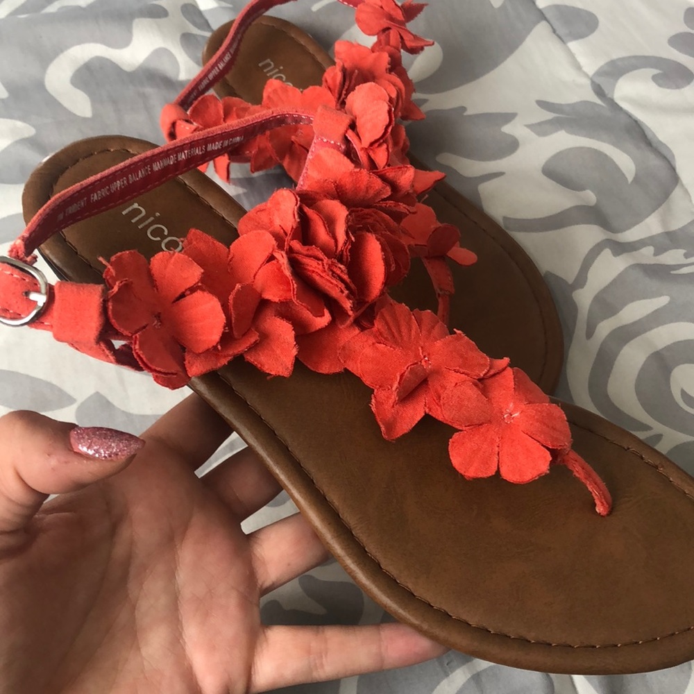 Nicole Coral flowered sandals
